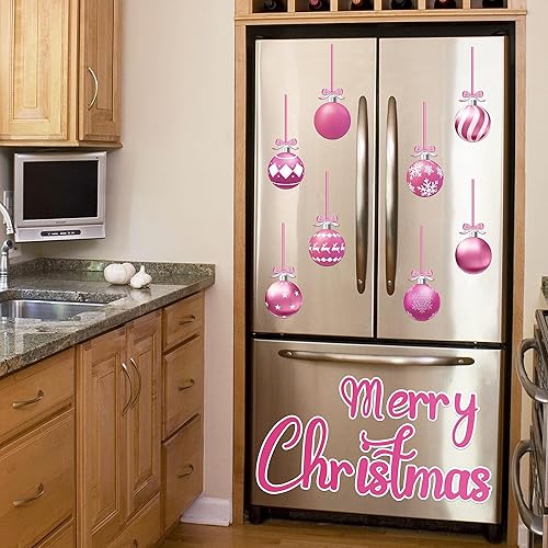 Vista 147 de 90shine 32 imanes navideños para decoración de puerta de garaje, bola de Navidad, refrigerador y cocina (rojo, verde, dorado)