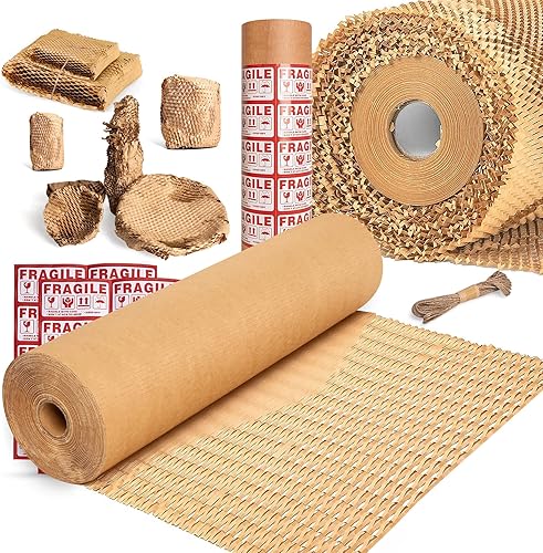 Papel de embalaje de panal para mudanzas, alternativa sostenible de 15 pulgadas x 200 pies al envoltorio de burbujas para mudarenviar artículos