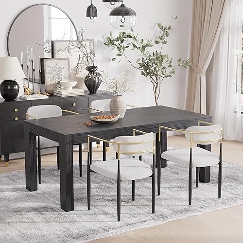 Miniatura 8 de Baysitone Juego de 2 sillas de comedor tapizadas modernas de mediados de siglo, con respaldo abierto, respaldo curvado, patas de metal negro,
