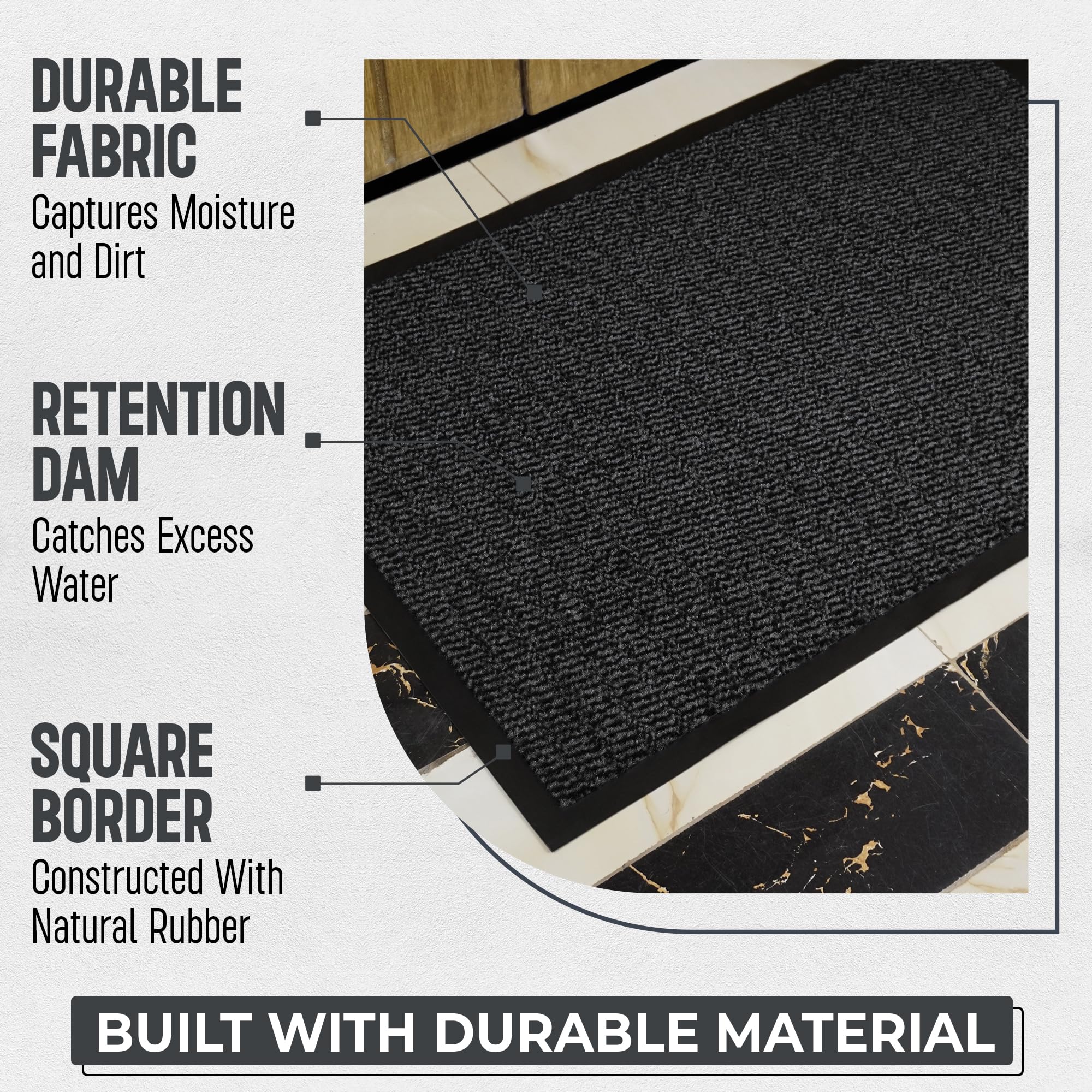 TrendMakers Door Mat Indoor & Outdoor Non-Slip Rubber Backed door mats indoor Super Absorbent Washable Dirt Trapper doormats - Image 2