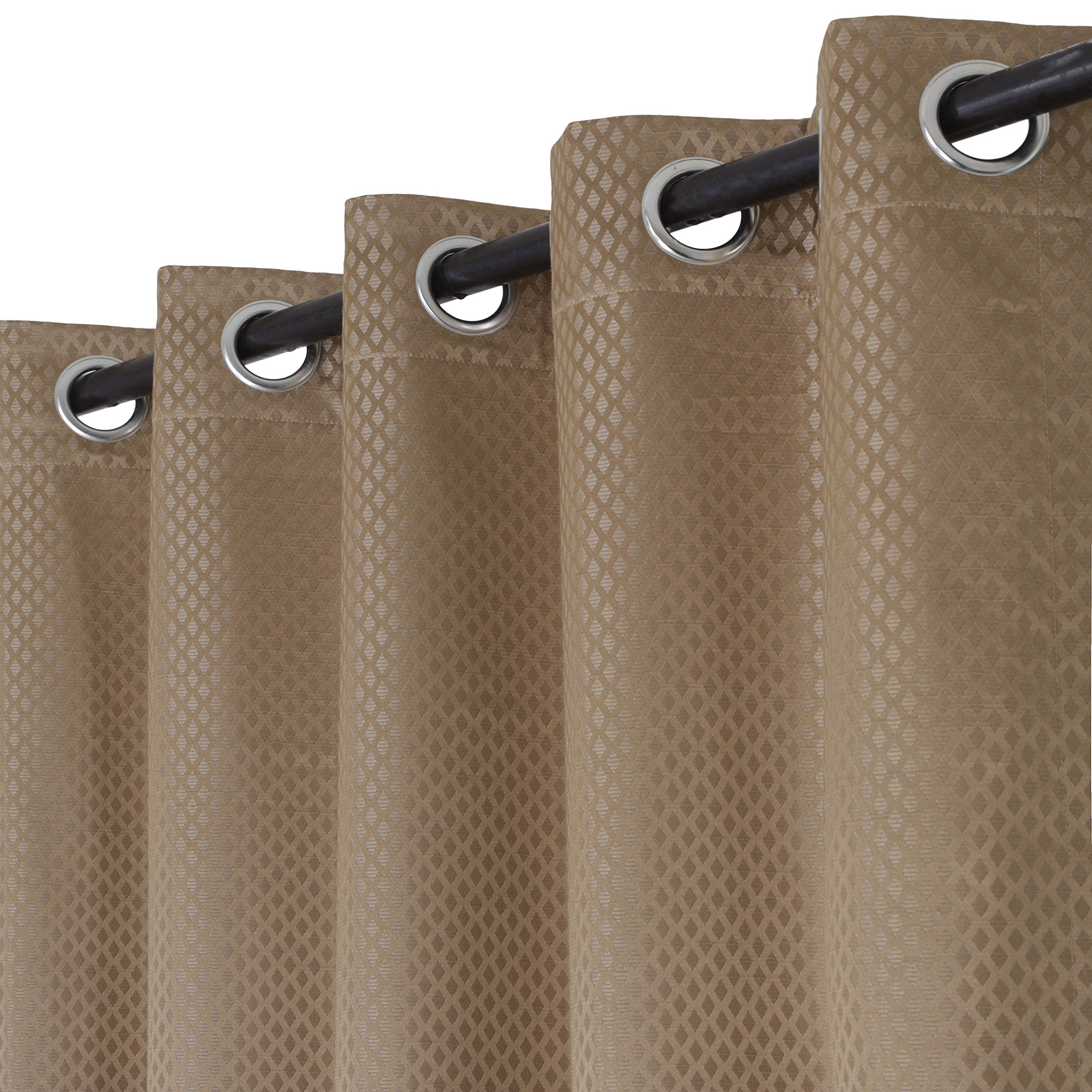 Urban HuesEyelet 1 Piece Premium Polyester Jacquard Window,Door Curtains (7 FT, Golden)