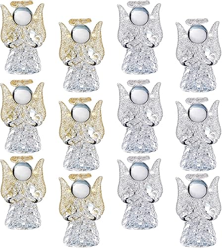 Miniatura 4 de 12 piezas de adorno de ángel de Navidad de tamaño mini de cristal transparente colgante ángel adorno árbol colgante decoración de árbol de Navidad