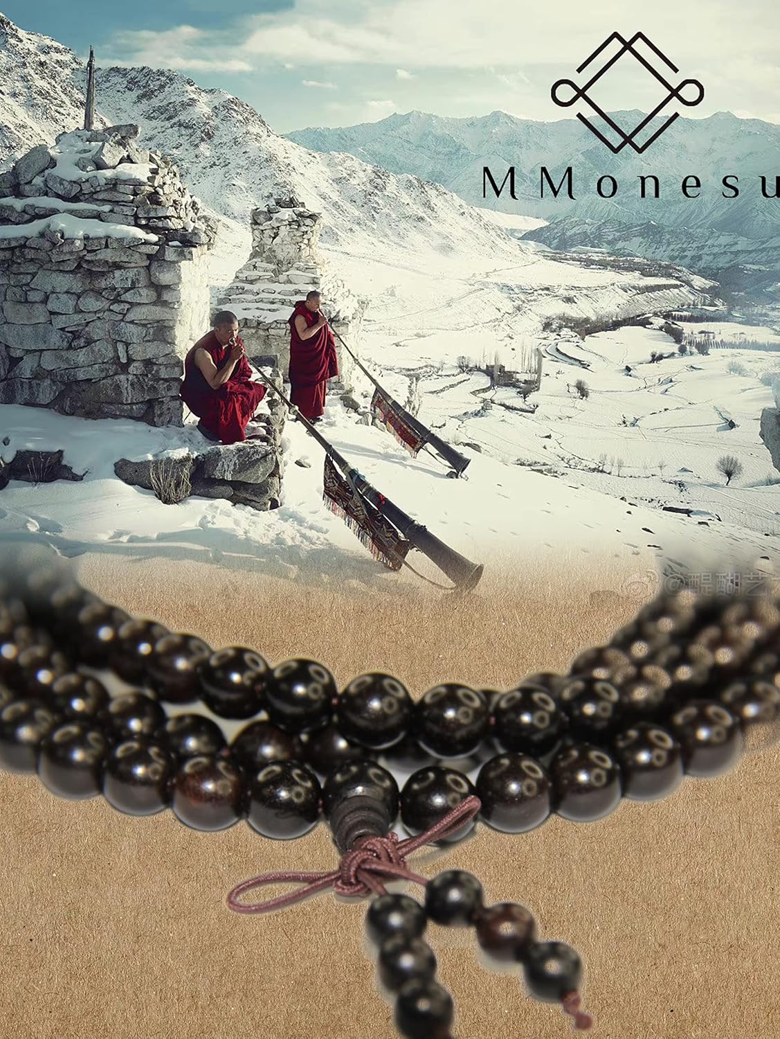 Mala Beads Necklace 8mm 108 Sandalwood Prayer Meditation Bracelet Natural Fragrant Wood Buddhist Rosary -12mm 17 Tibetan Buddhism Prayer Bracelet & Amulet Included