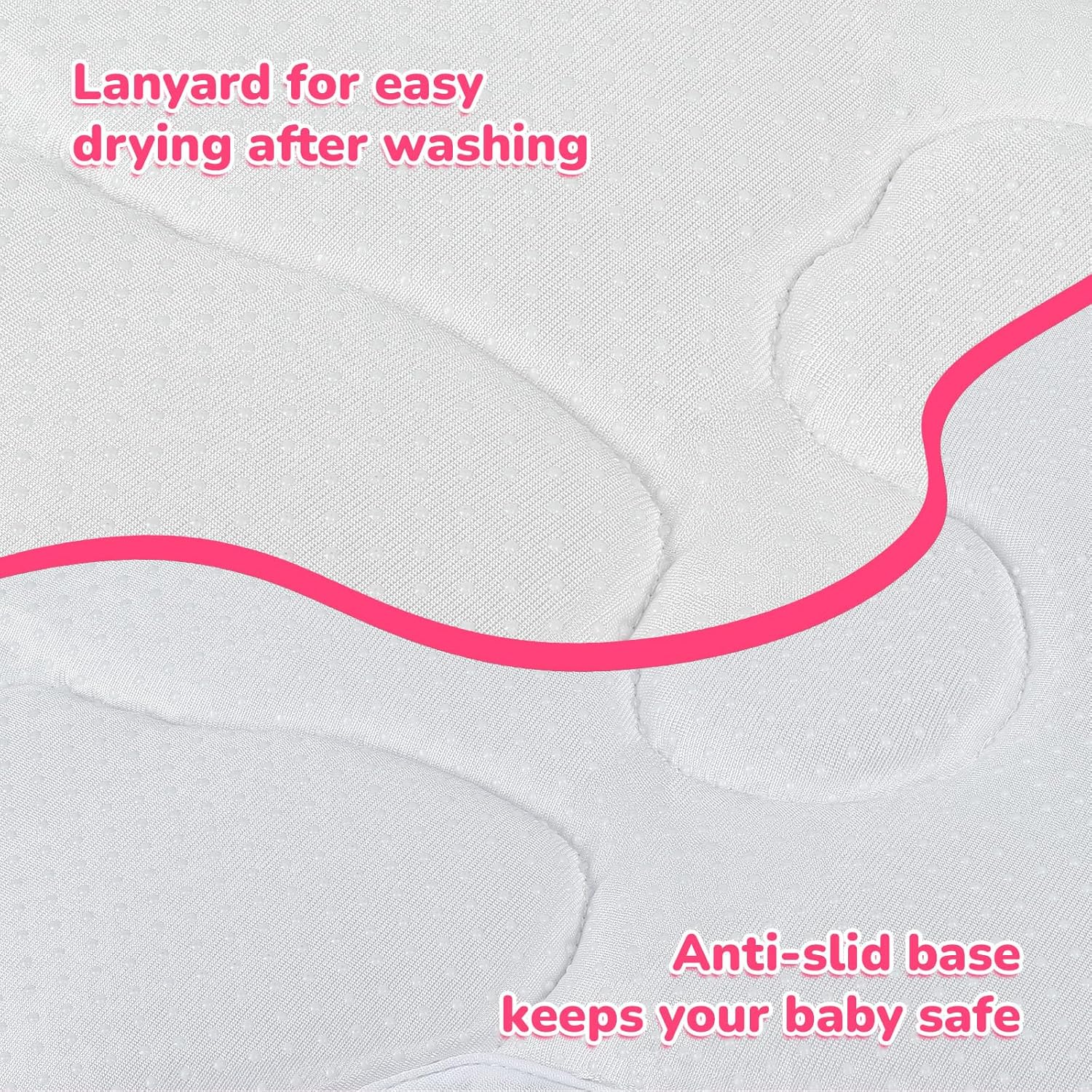 Premium Bear-Shaped Baby Bath Pad - The Original Washer-Safe Seat, Pediatrician-Recommended for Newborns to 6M+, Ultra-Soft Non-Slip Mat, Pink