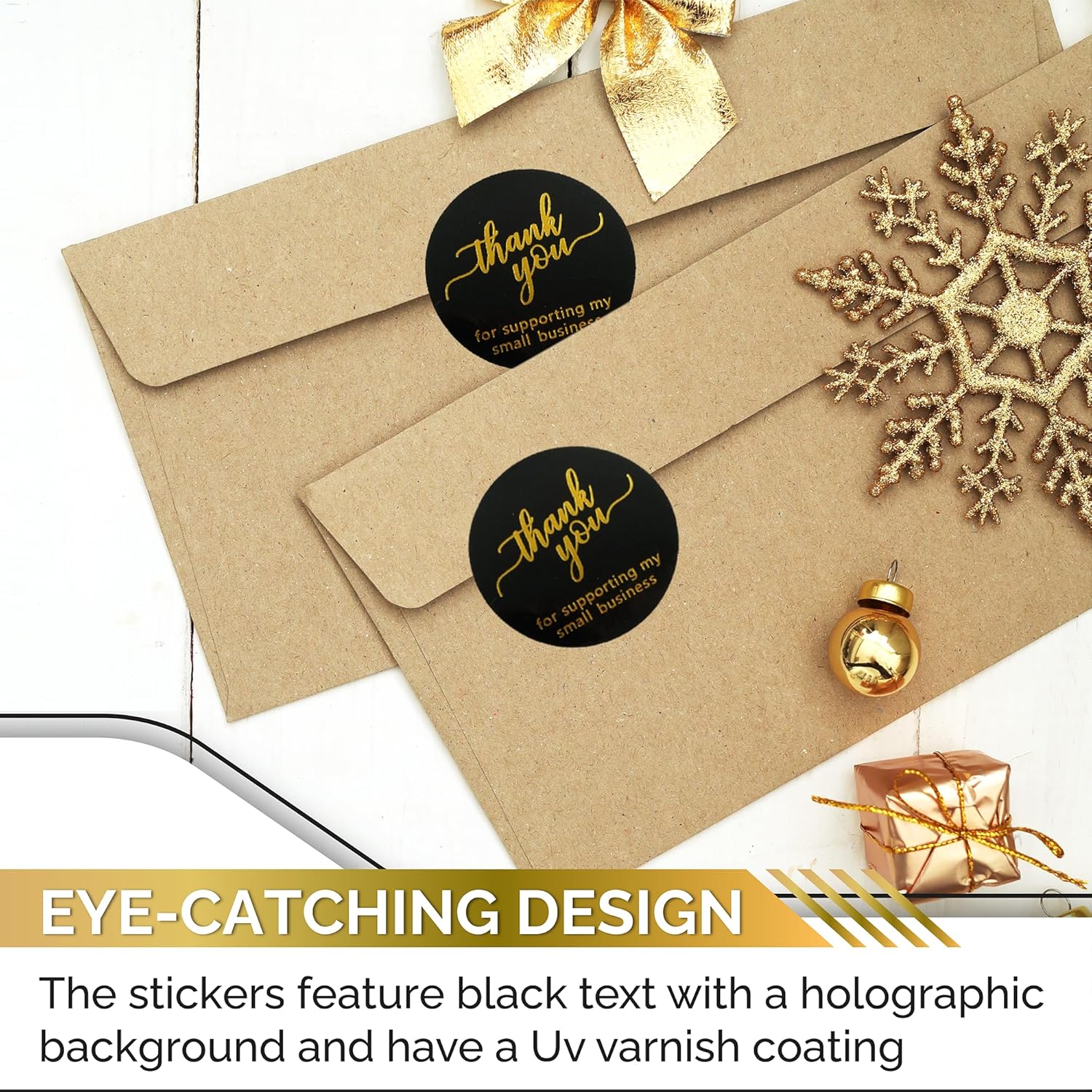500 Pcs 2 Inch Thank You for Supporting My Small Business Stickers – Black Waterproof Self-Adhesive Labels with 4 Elegant Designs – Durable Envelope Seals for Packaging, Gift Bags, Boxes & Orders - Image 5