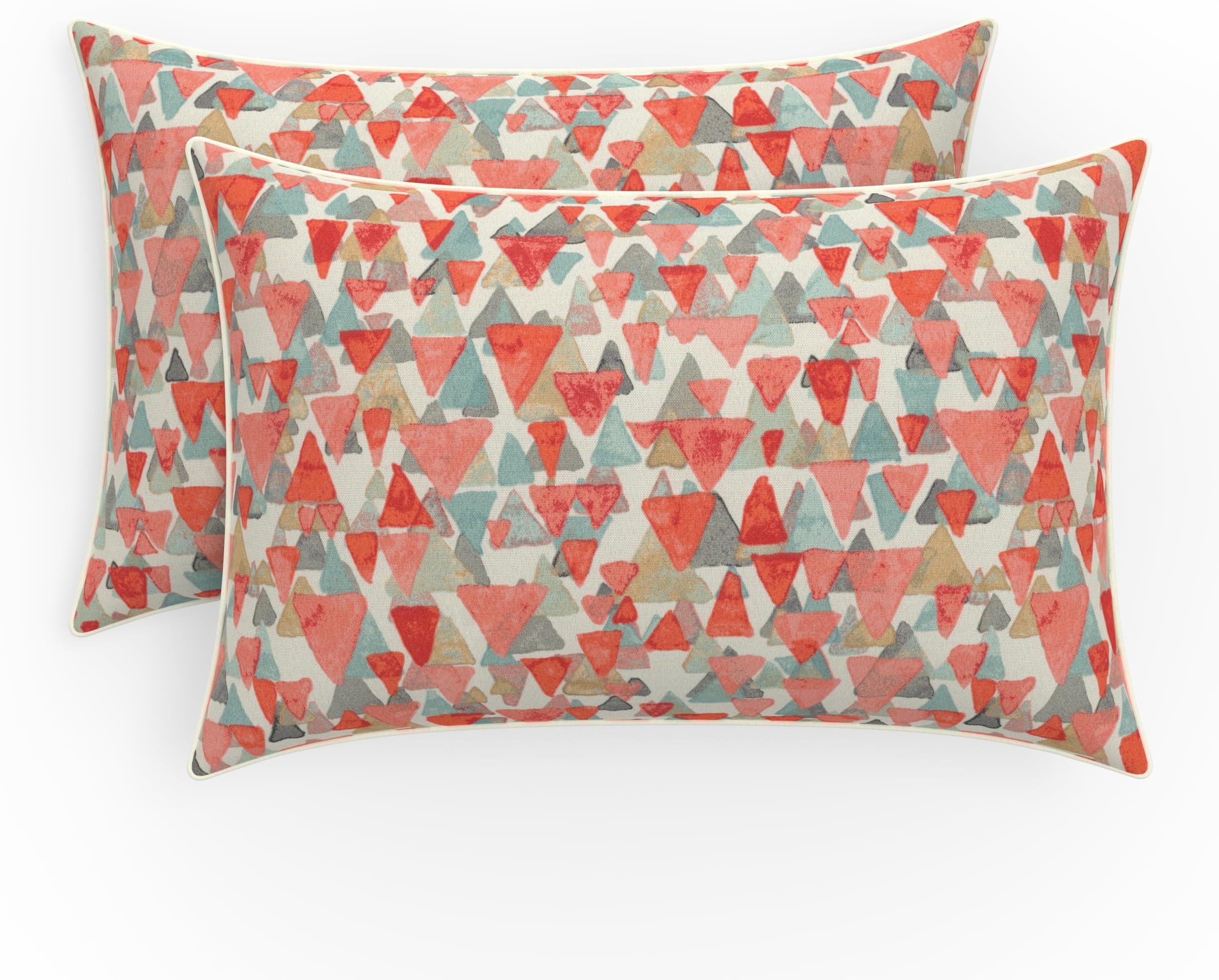 Abstract Indoor/Outdoor Throw Pillows, 2 Count, Lumbar - 11.5" x 18.5", Reef Point Coral