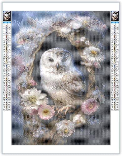 Miniatura 9 de CoHraeu OWL - Kits de pintura de diamantes para adultos, kit de arte de diamante 5D de búho, pintura de diamante de taladro completo, arte y