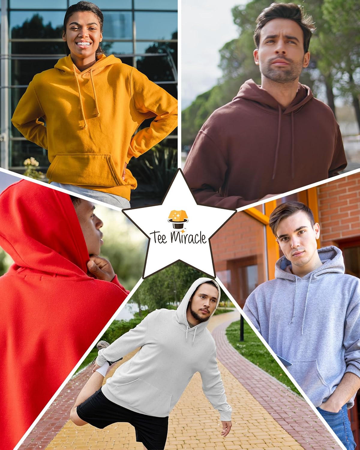 Tee Miracle Men's Adult Heavy Blend Hooded Sweatshirt Multipack, Unisex Fleece Bulk Hoodie - Custom Color Set - 18500