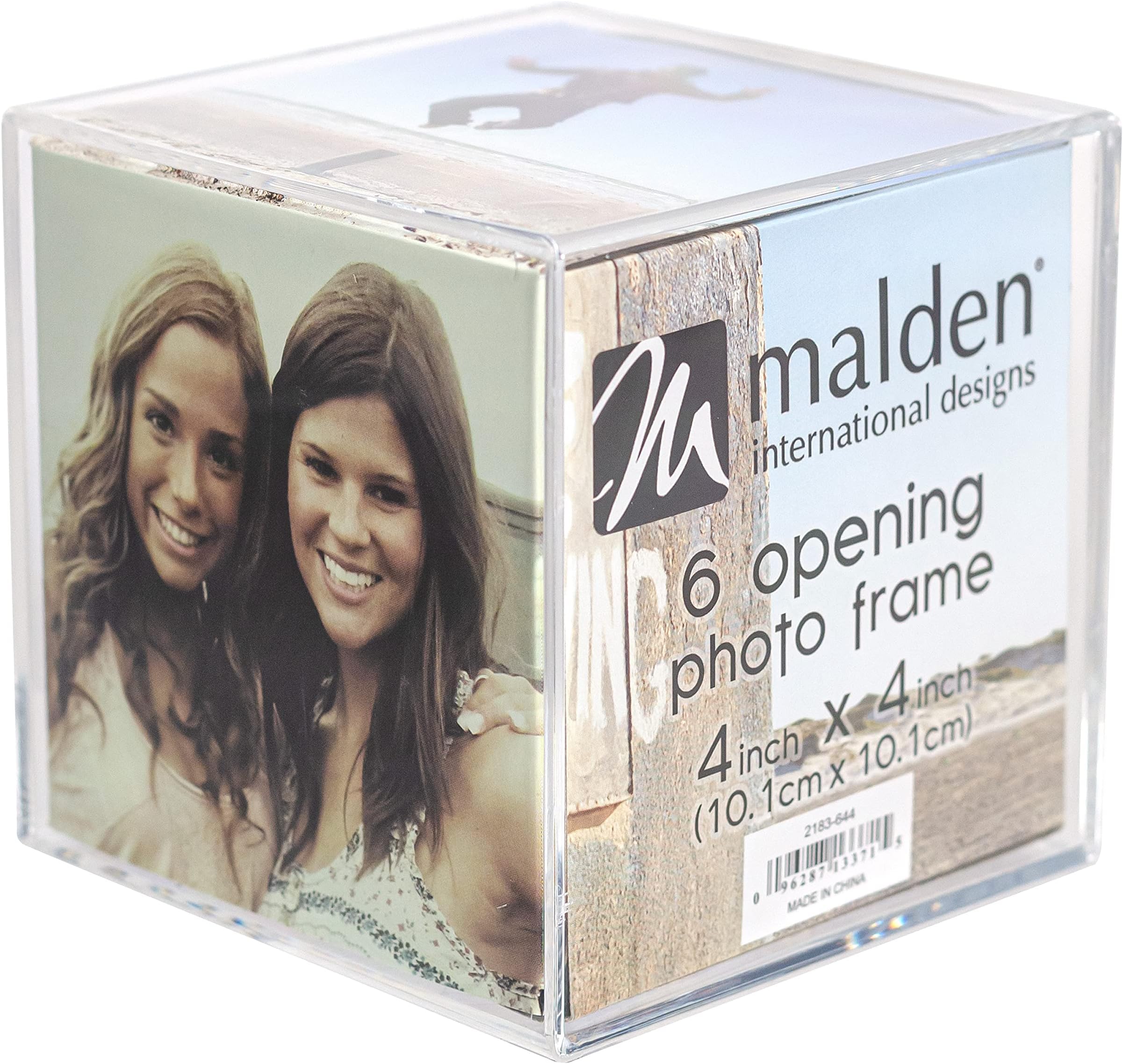 Malden International Designs Acrylic Photo Cube, 6 Option, 6-4x4, Clear