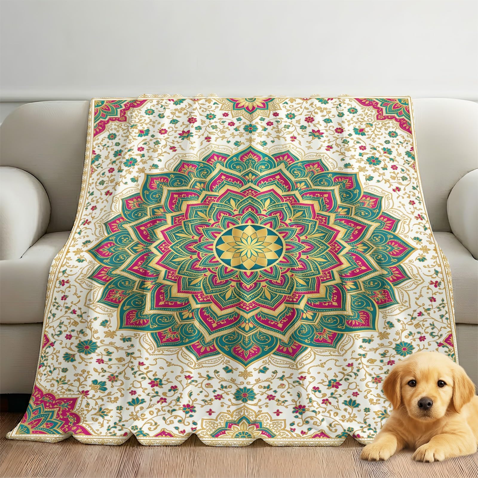 Boho Indian Folk - Manta ligera de franela de forro polar (200 x 200 cm)