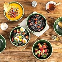 Vista 5 de Vicrays - Juego de cuencos de cerámica para cereales - Cuencos de porcelana de 26 onzas para sopa y ensalada - Juego de cuencos para arroz, postre