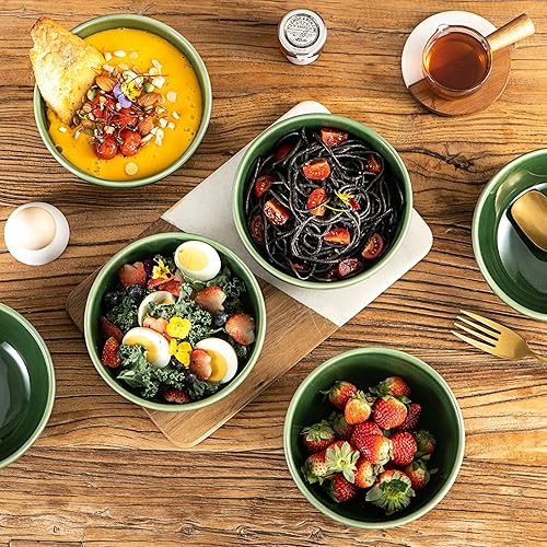 Miniatura 5 de vicrays Juego de cuencos de cerámica para cereales, cuencos de ensalada de sopa de porcelana de 26 onzas, juego de cuencos de arroz para crema de