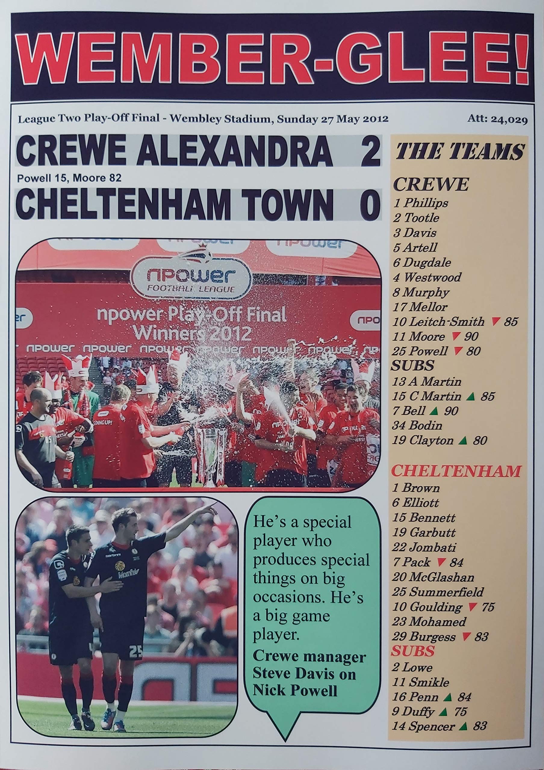 Sports Prints Uk Crewe Alexandra 2 Cheltenham Town 0-2012 League Two Play-Off Final - Souvenir Print
