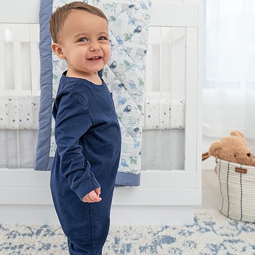 Miniatura 7 de aden + anais Essentials - Juego de ropa de cama para cuna de 3 piezas, manta de algodón, falda de cuna, Time to Dream