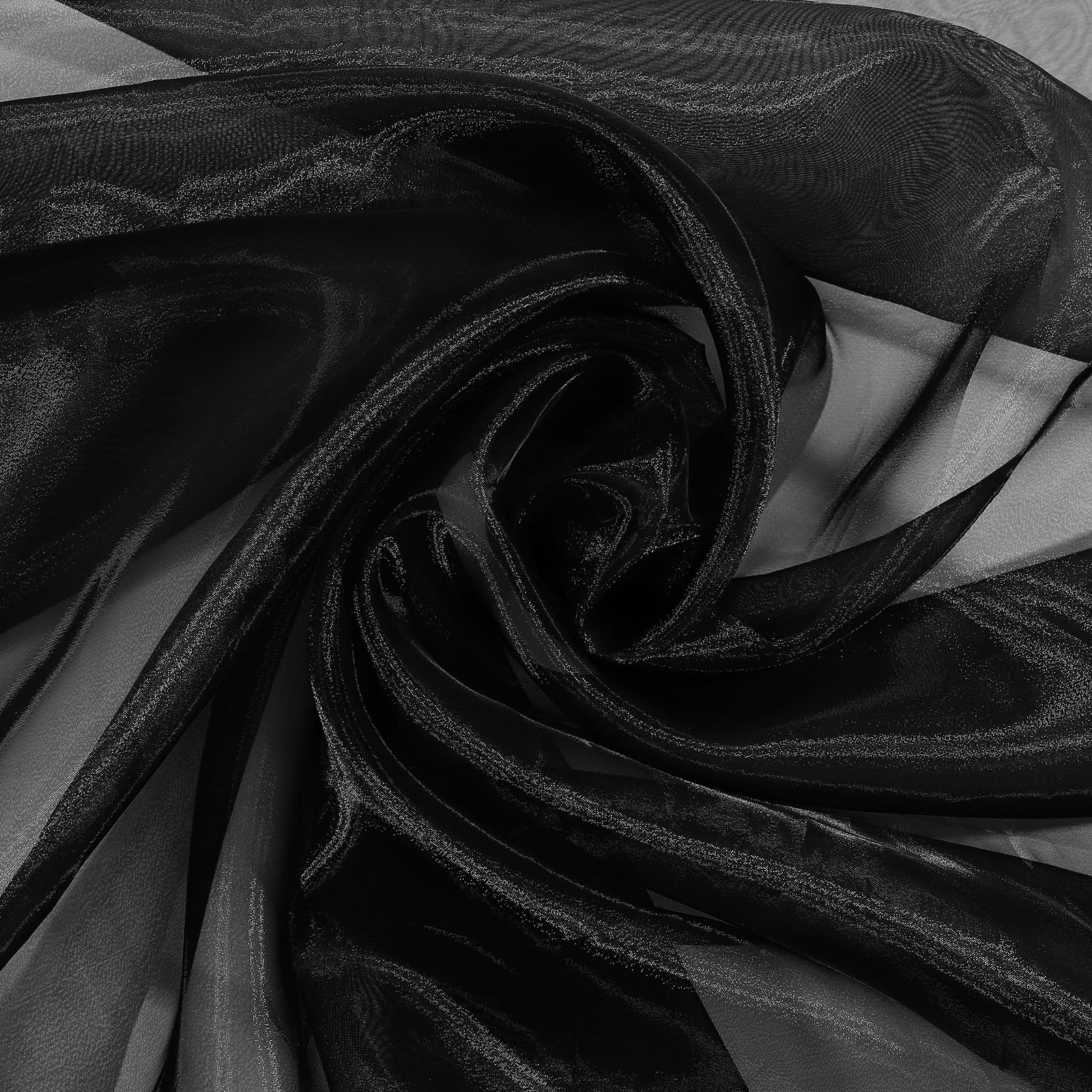1Yard Black Organza Fabric Soft Sheer Fabric by The Yard 59Inch Wide Tulle Fabrics Rolls Silk Organza Fabrics for Wedding Party Decorations Backdrop Curtain DIY Craft(Black)
