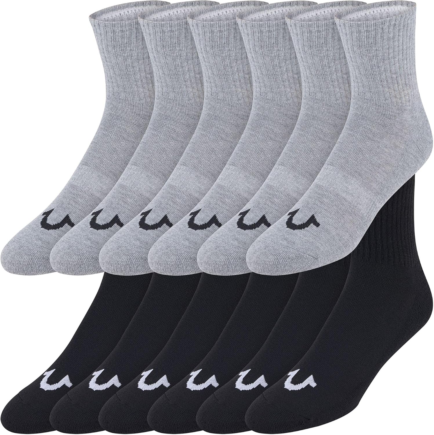 True Religion Mens Socks 12 Pack Mid Crew Socks for Men Premium Athletic, Shoe Size 8-12
