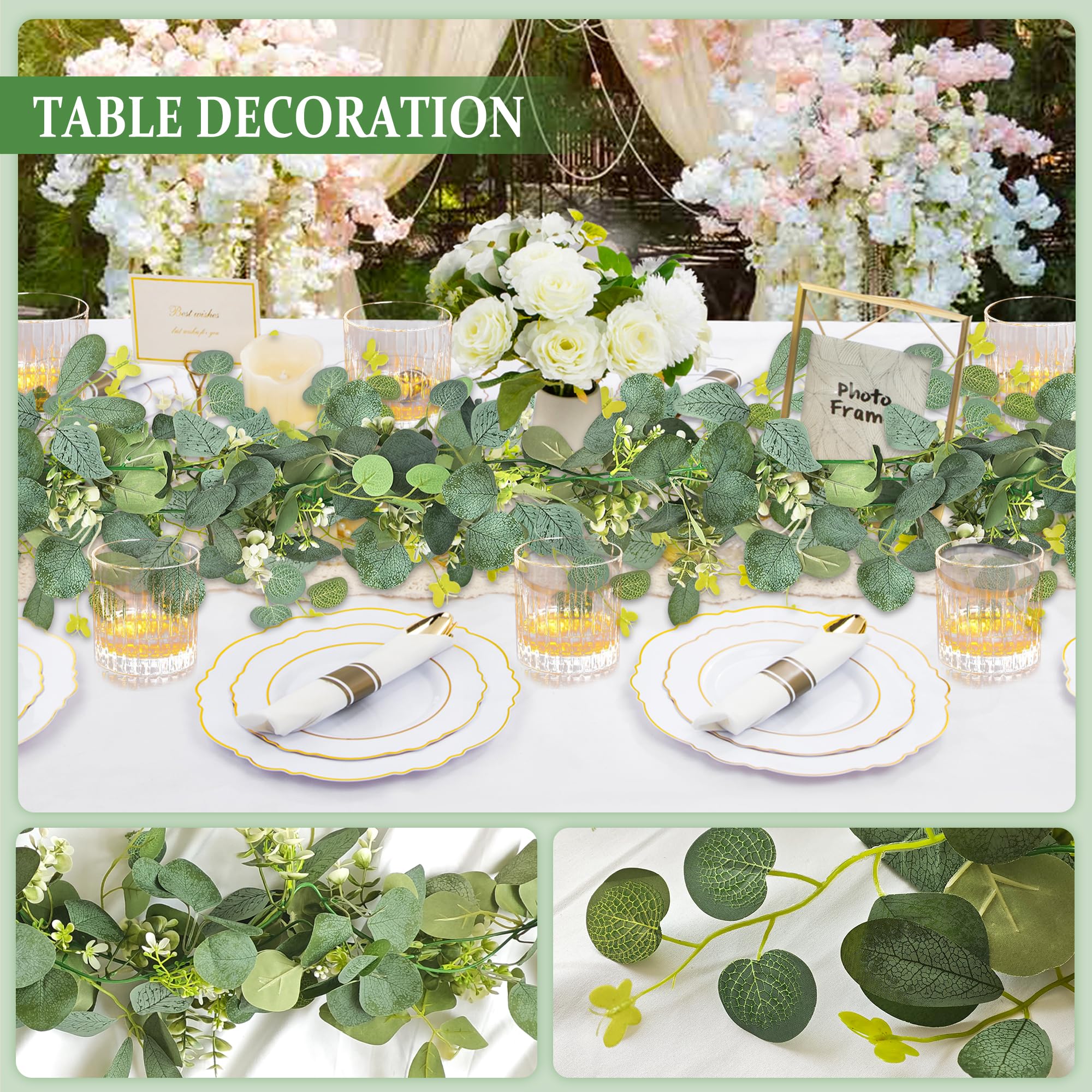 Guirlande Eucalyptus Artificiel 1,8m - 2 Pièces Avec Ruban Pour Décoration Mariage Et Intérieur
