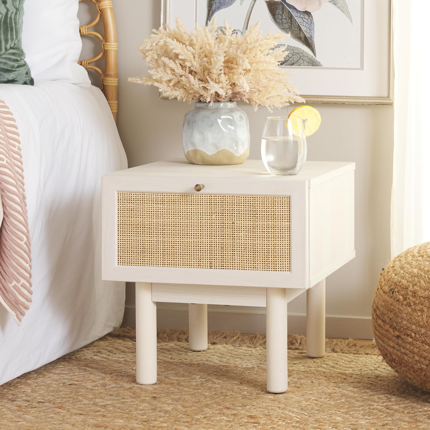 SAFAVIEH Home Collection Aino Bleached White 1-Drawer Nightstand