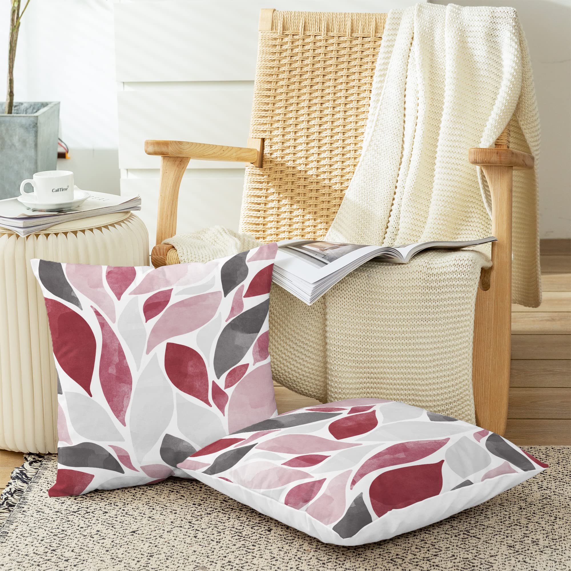 CaliTime Throw Pillow Covers 18x18 Inch Pack Of 2 - Fleece Aquatic Plants Design For Couch & Bed