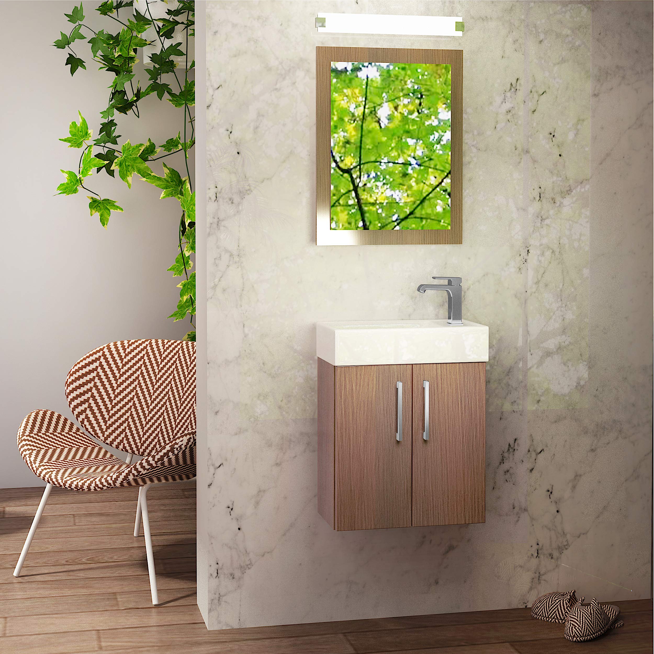 Meuble Lave-mains Avec Lavabo Céramique - Design Graphite Pour Petites Pièces