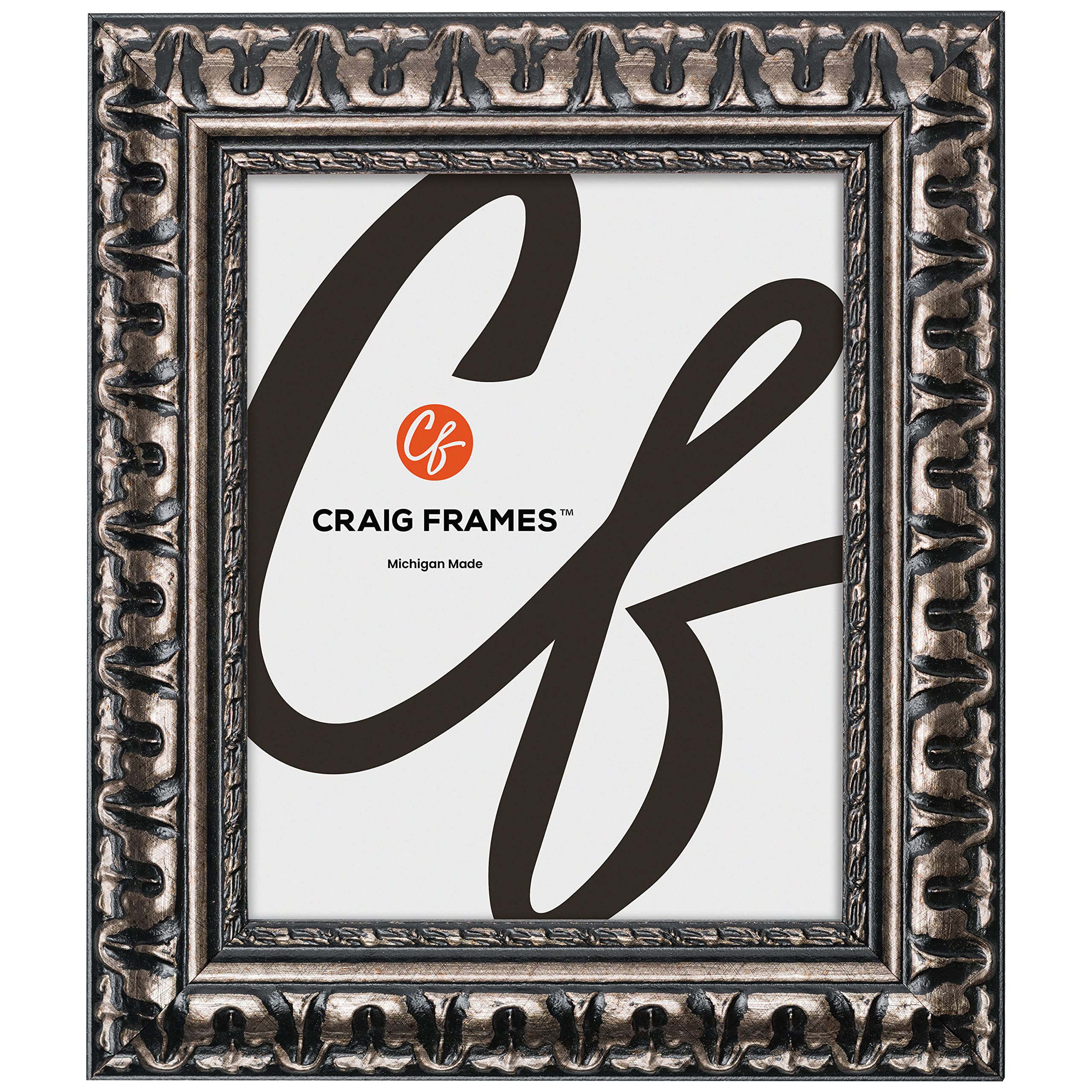 Craig Frames Bravado, 20x30 Picture Frame, Antique Silver