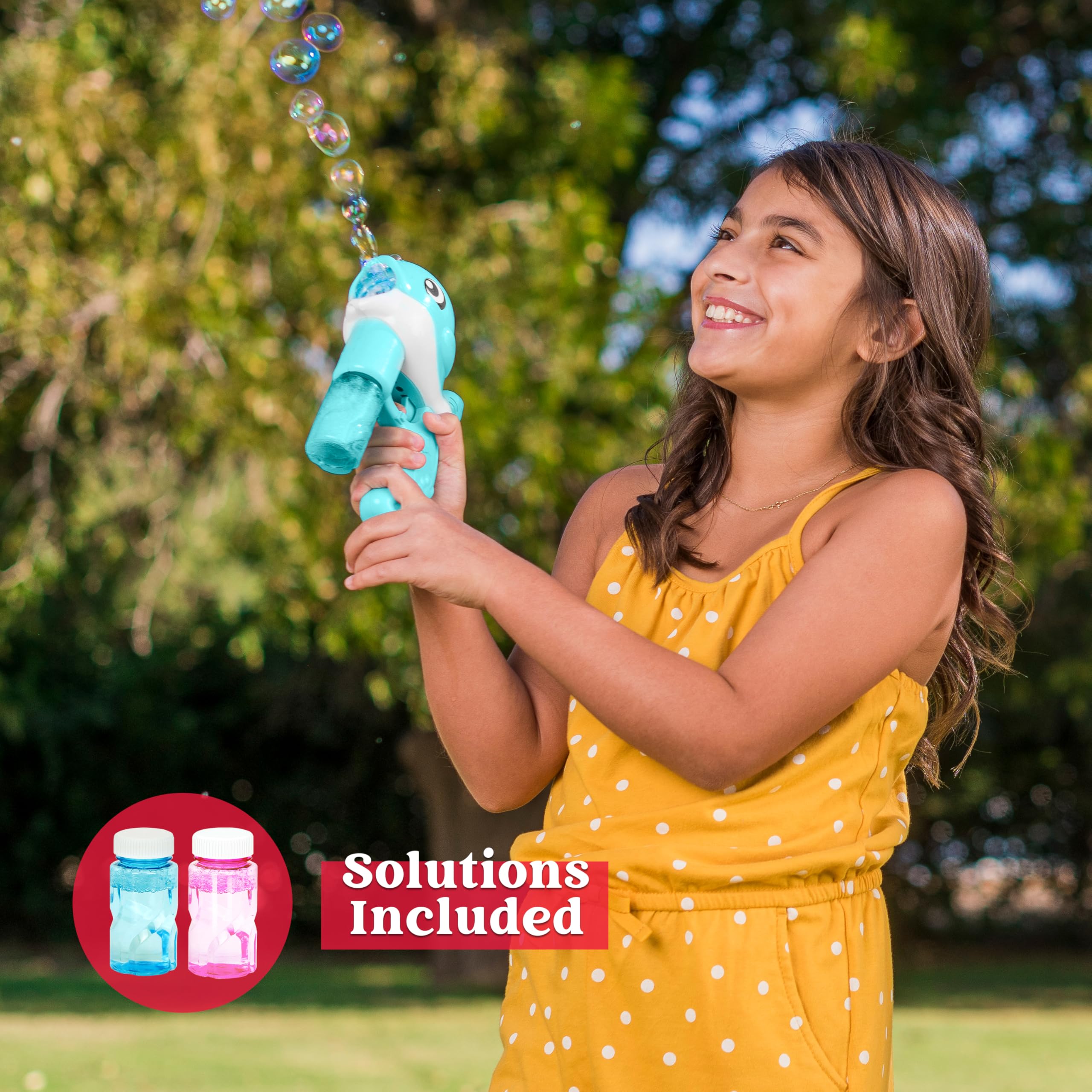 2 Pistola Bolle di Sapone Balena con 4 soluzione per bolle, Pistole a bolle LED automatiche per bambini, Divertimento estivo all'aperto per il regalo di bomboniera