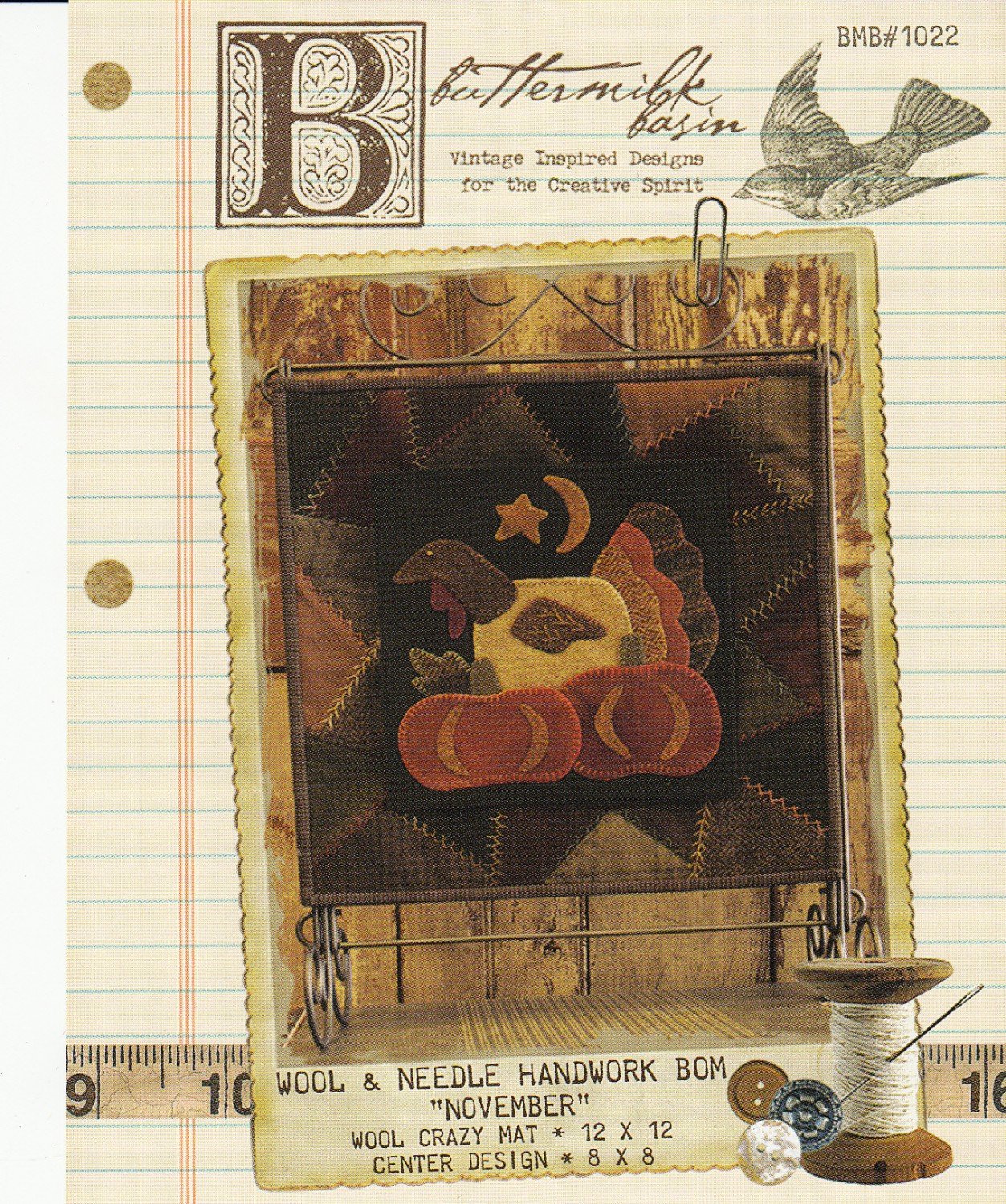 Wool & Needle Handwork Block of the Month "November" - by Buttermilk Basin - Wool Applique Pattern - BMB 1022