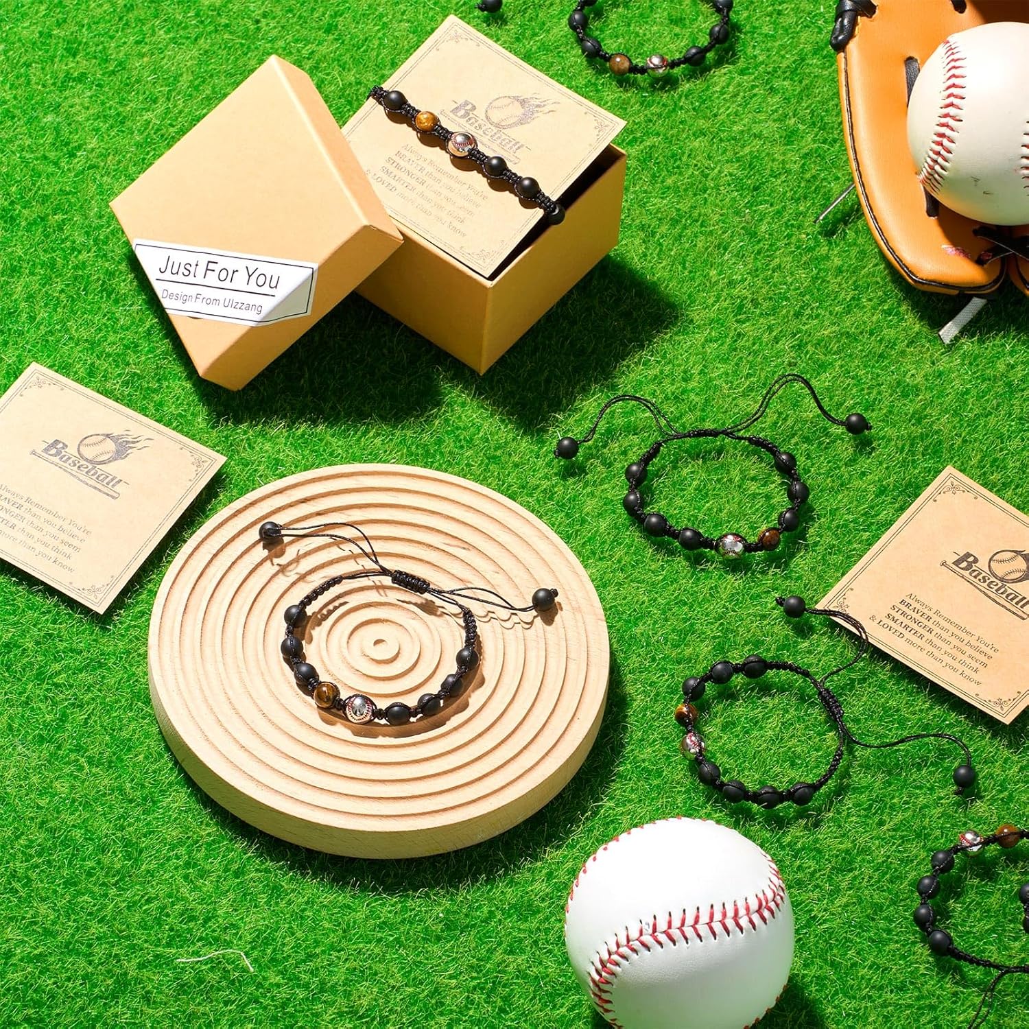 Kenning 24 Sets Baseball Bracelets Sport Team Gifts Adjustable Stone Beaded Bracelets Bulk with Blessing Card Sports Party Favors for Players Team Lovers - Image 7
