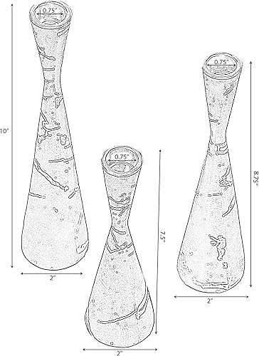 Miniatura 6 de Juego de 3 candelabros decorativos de resina cónica, diseño de mármol, candelabros modernos, color blanco