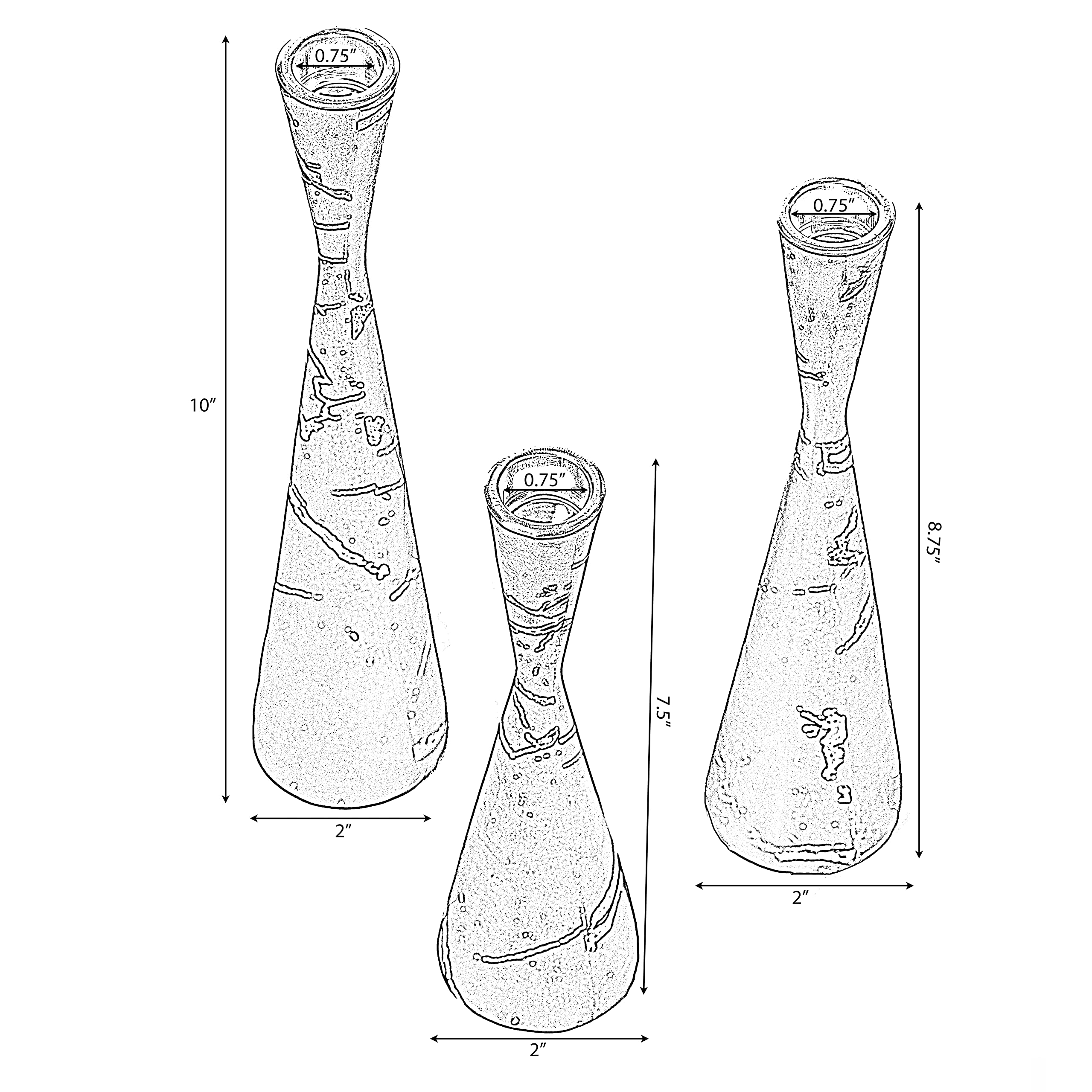 3er Set dekorative Kerzenhalter aus Kunstharz Marmor Design Modern Kerzenständer Weiß