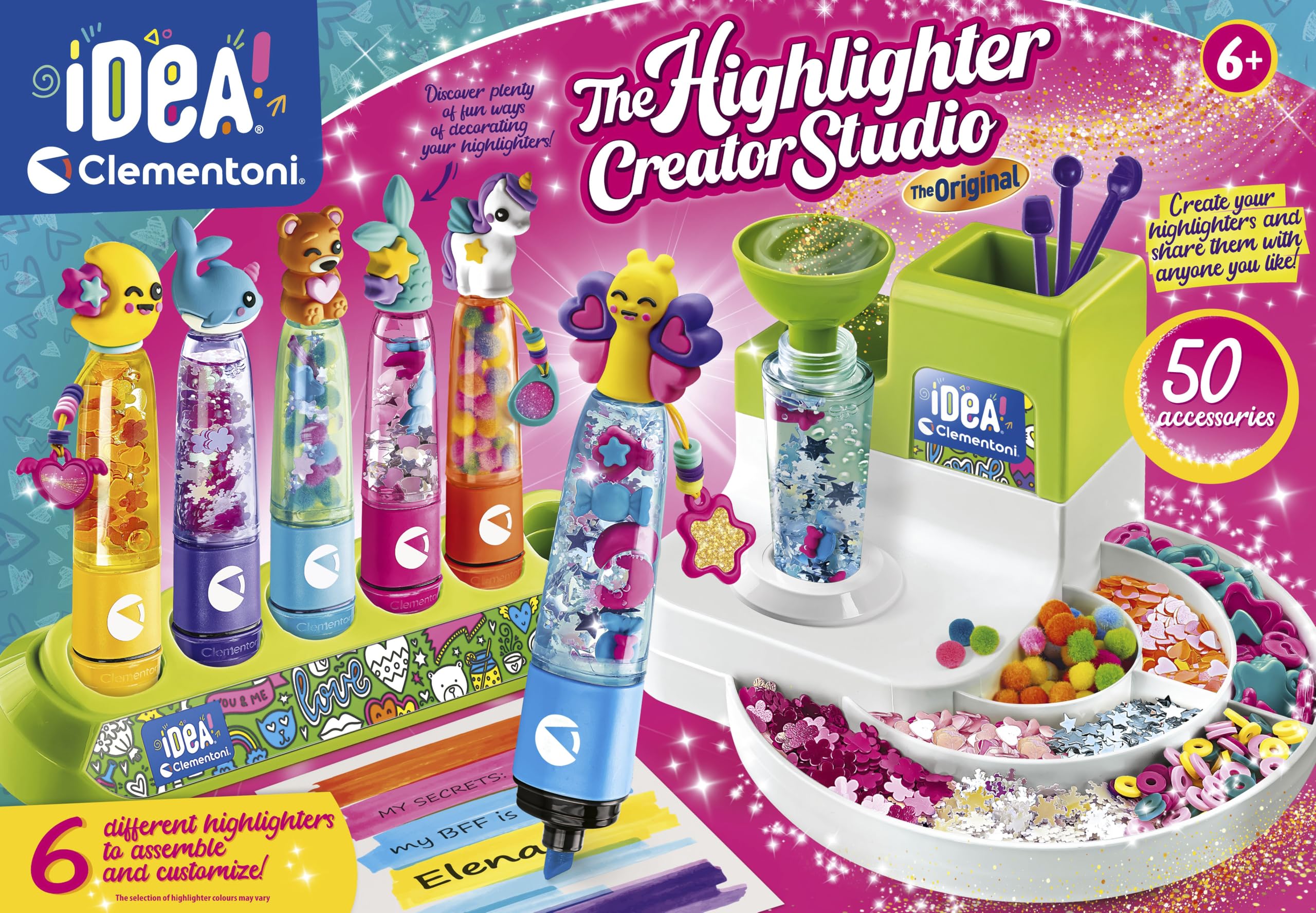 Clementoni Idea 18860 Surligneur d'atelier avec plus de 50 accessoires – Jouet créatif, stylo personnalisé, coffret cadeau pour enfants à partir de 6 ans