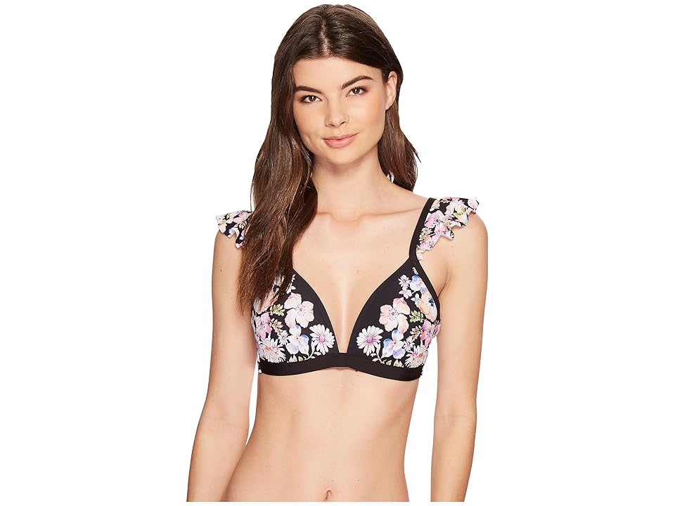 

Kenneth Cole Dark Romance OTS Ruffle Push-Up Bikini Top (Black) Women's Swimwear