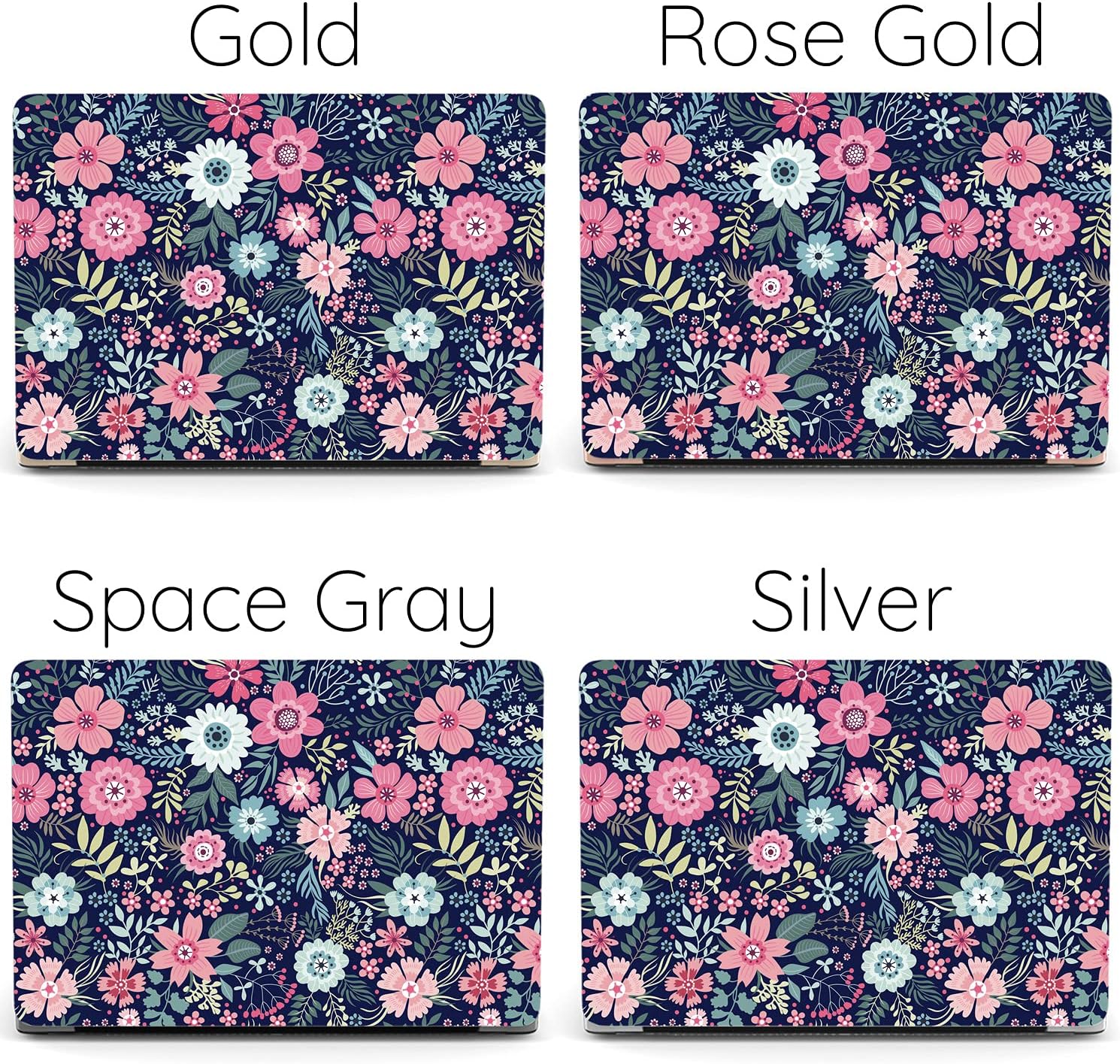 Mertak Hard Case Compatible with MacBook Pro 16 14 Air 15 13 inch M3 M2 M1 Mac 2024 2023 2022 2018 Botanical Plastic Navy Blue Plants Print Floral Laptop Cute Wildflowers Cover Protective Clear
