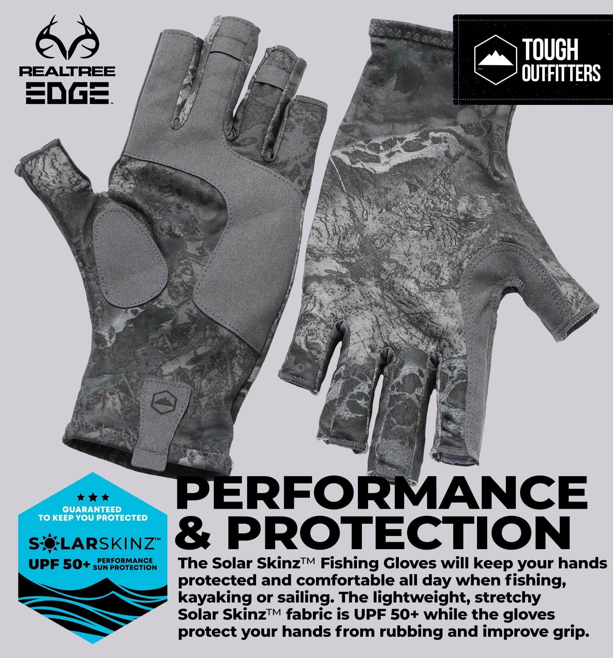 Tough Outdoors UV Fishing Gloves - Fingerless, Kayaking & Sailing - UPF 50+ Sun Protection