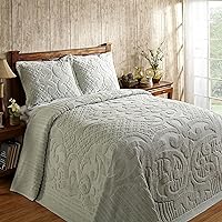 Vista 9 de Better Trends Colección Ashton - Colchas de chenilla con mechones, tamaño individual, color negro, 100% algodón, diseño de medallón de chenilla