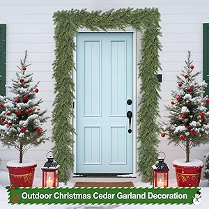 Artgar 6 Ft Realistic Christmas Cedar Garland, Thick Faux Green Garland, Real Touch Artificial Greenery Pine Garlands for Home Table Mantle Stairs Railing Window Outdoor Holiday Xmas Decor