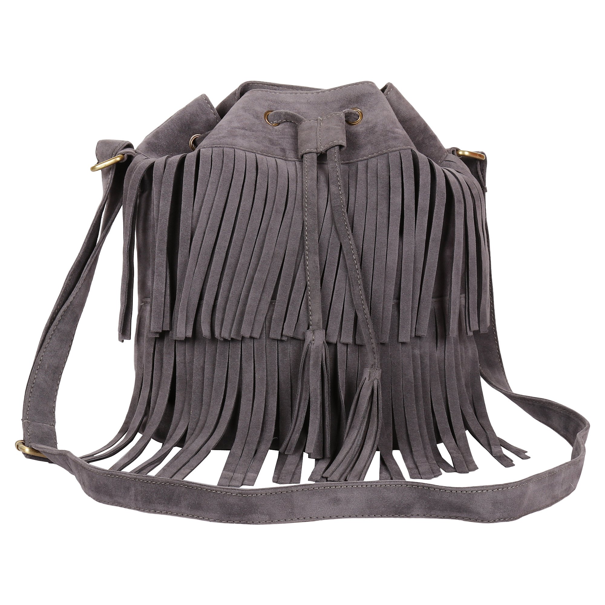 Lychee bags Women PU Grey Fringes Sling Bag (B07DRDWZST) Amazon Price History, Amazon Price Tracker