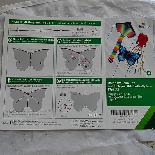 Miniatura 10 de Simxkai Cometas para niños y adultos, cometas de playa, fáciles de volar para niños de 3 a 5 años con cuerda de cometa de 300 pies en cada mango