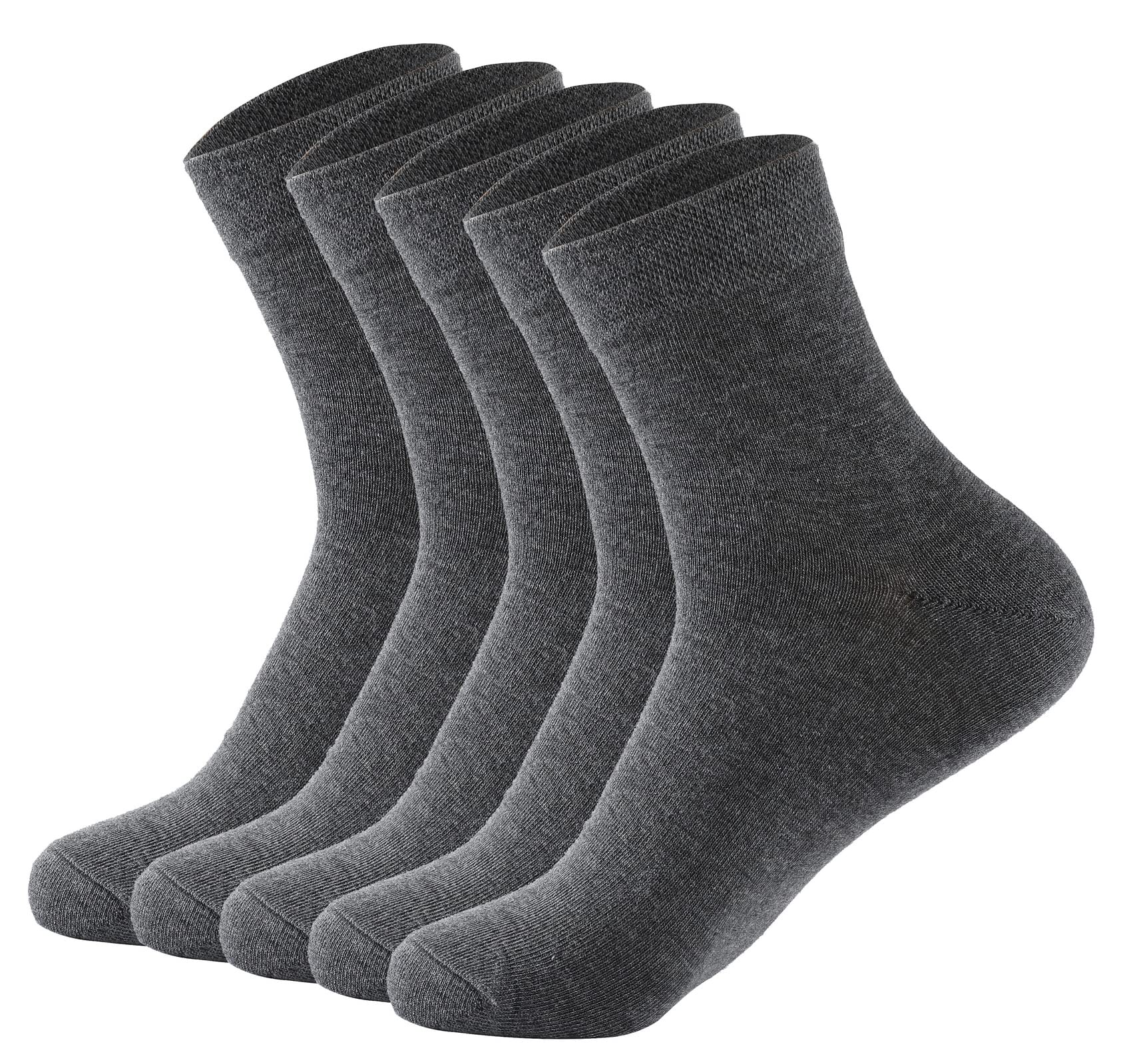 OUYOOMen's 5 Pack Ankle Socks Athletic Performance Comfort Cushioned High Top Solid Color Breathable Socks, Dark Grey, One Size