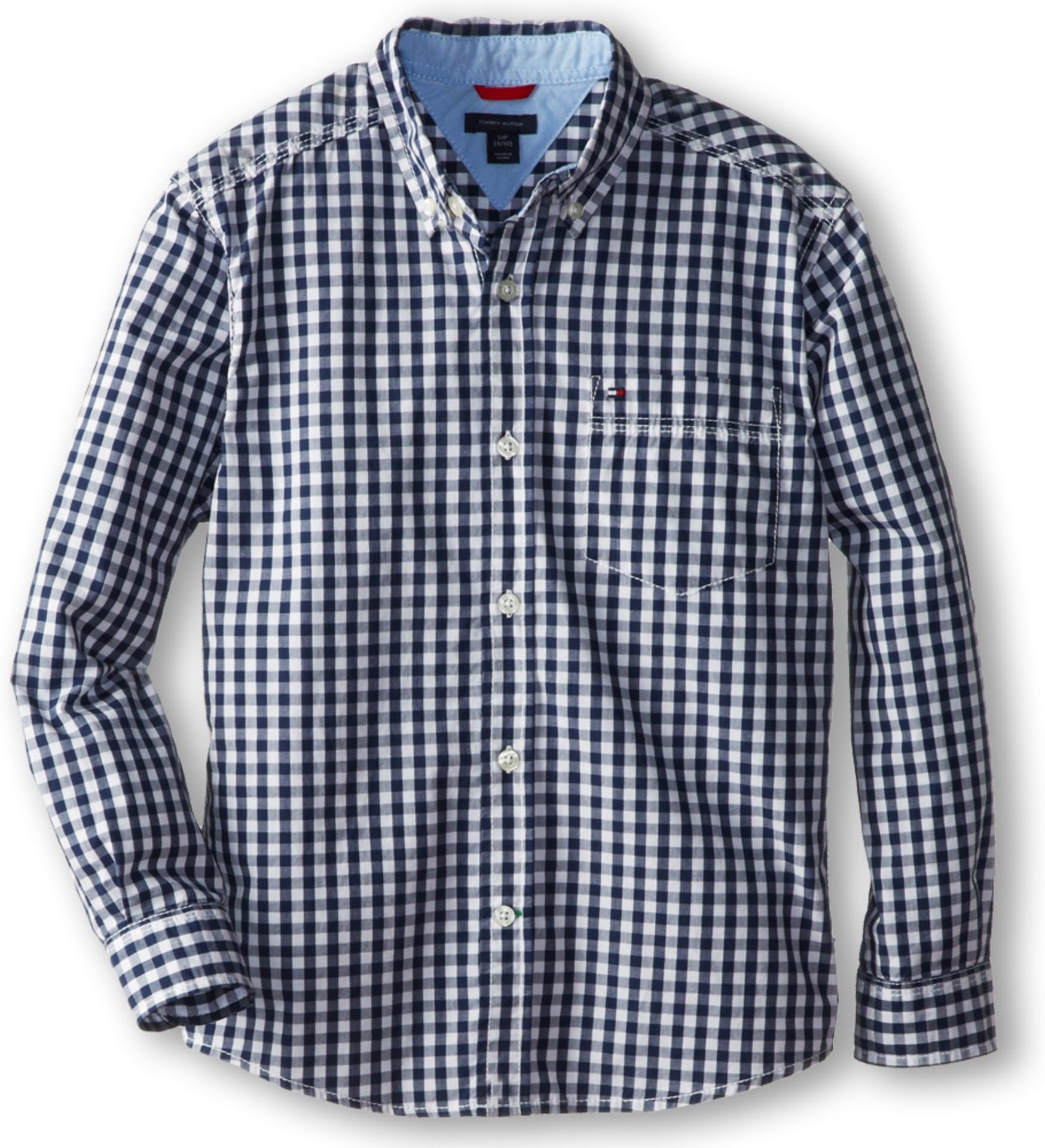 Boys Long Sleeve Woven Shirt, 100% Cotton, Collared Button-Down with Embroidered Logo