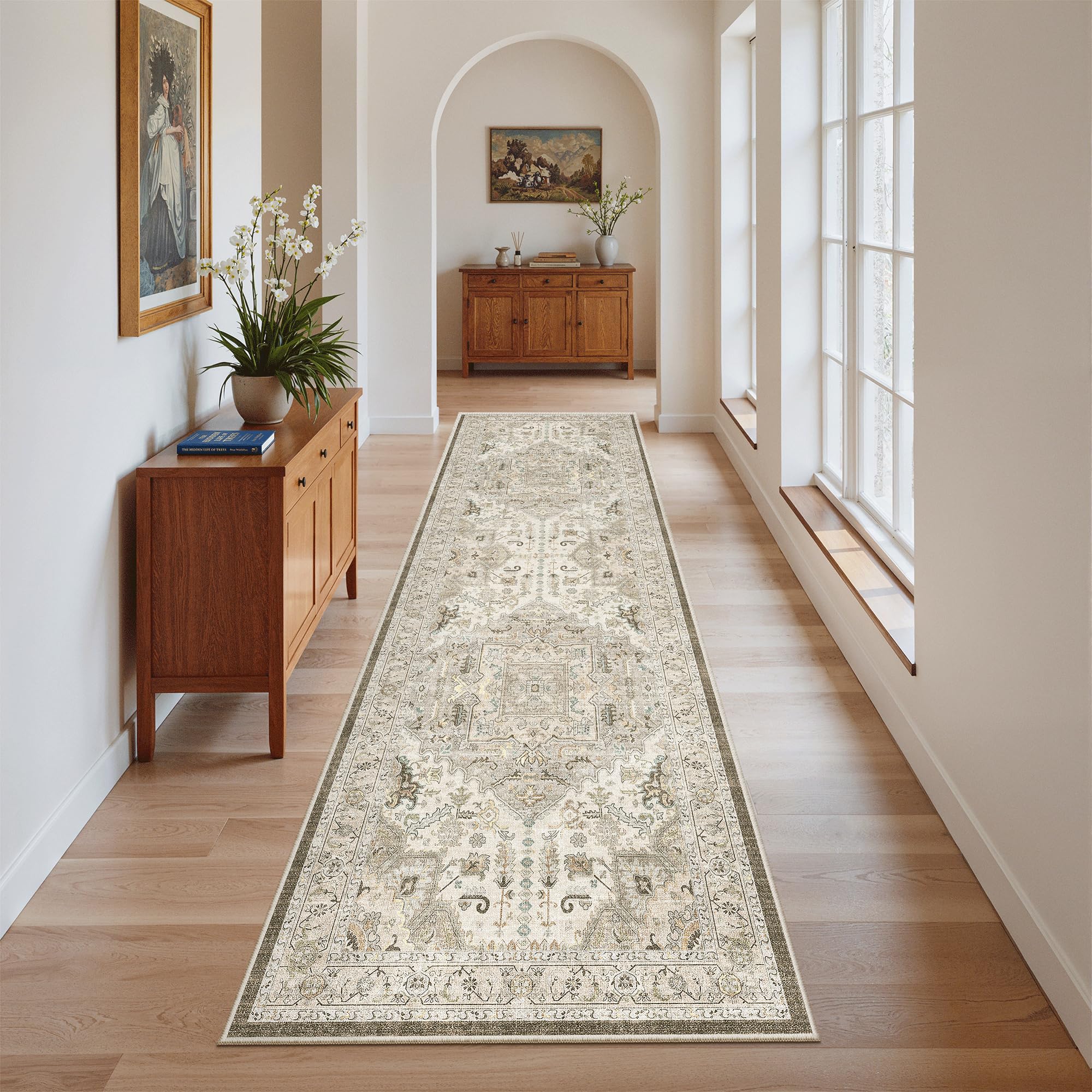 Madane Washable Runner Rug 2x7, Hallway Laundry Room Kitchen, Non Slip Rug Runners with Rubber Backing, Non Skid Stain-Resistant Non Shedding Durable