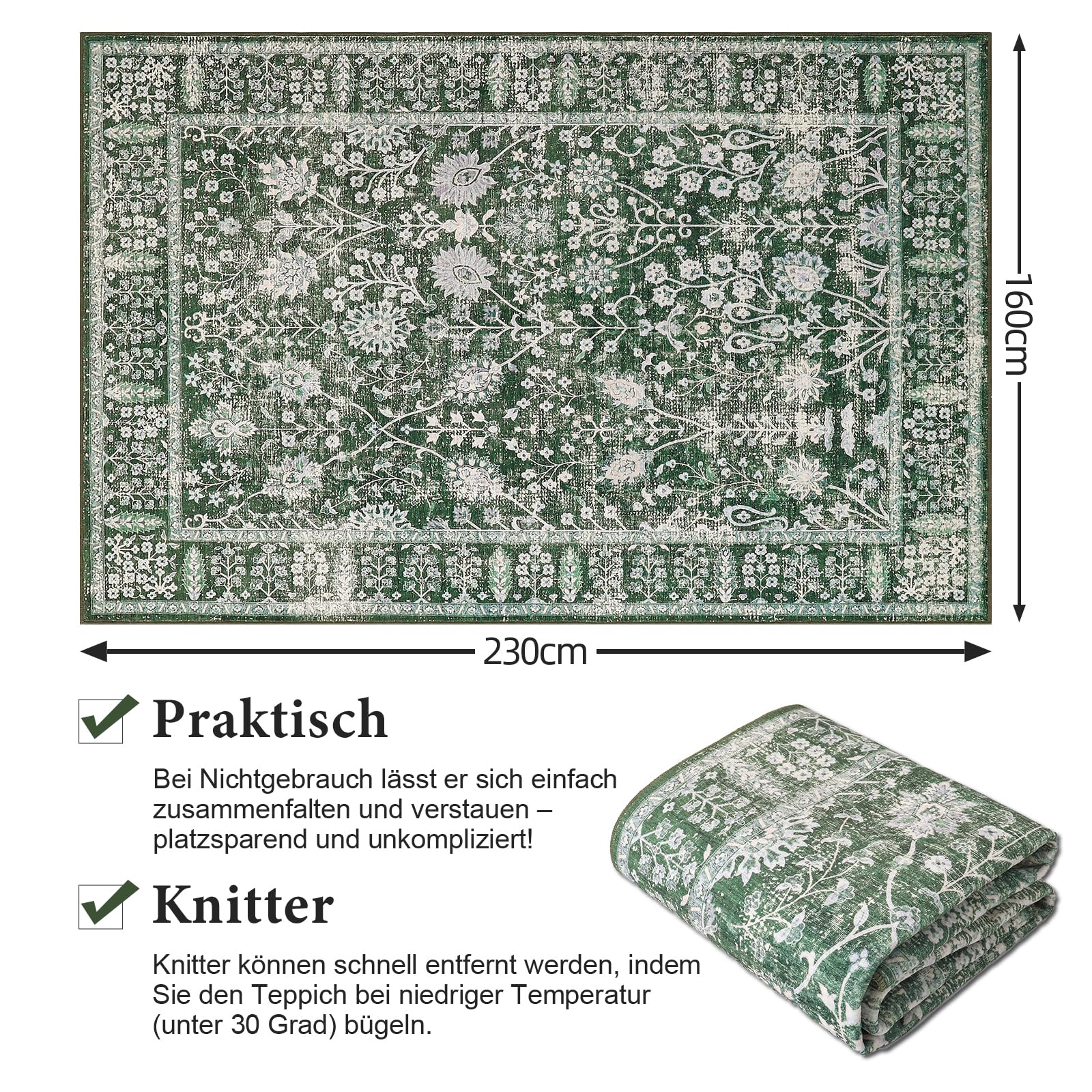 Waschbarer Teppich Blumenmuster 160x230cm Blumen Boho,teppich wohnzimmer | Neutral Modern Rugs ,Waschbarer Teppiche Rutschfester Kurzflor Carpet für Schlafzimmer Esszimmer Büro