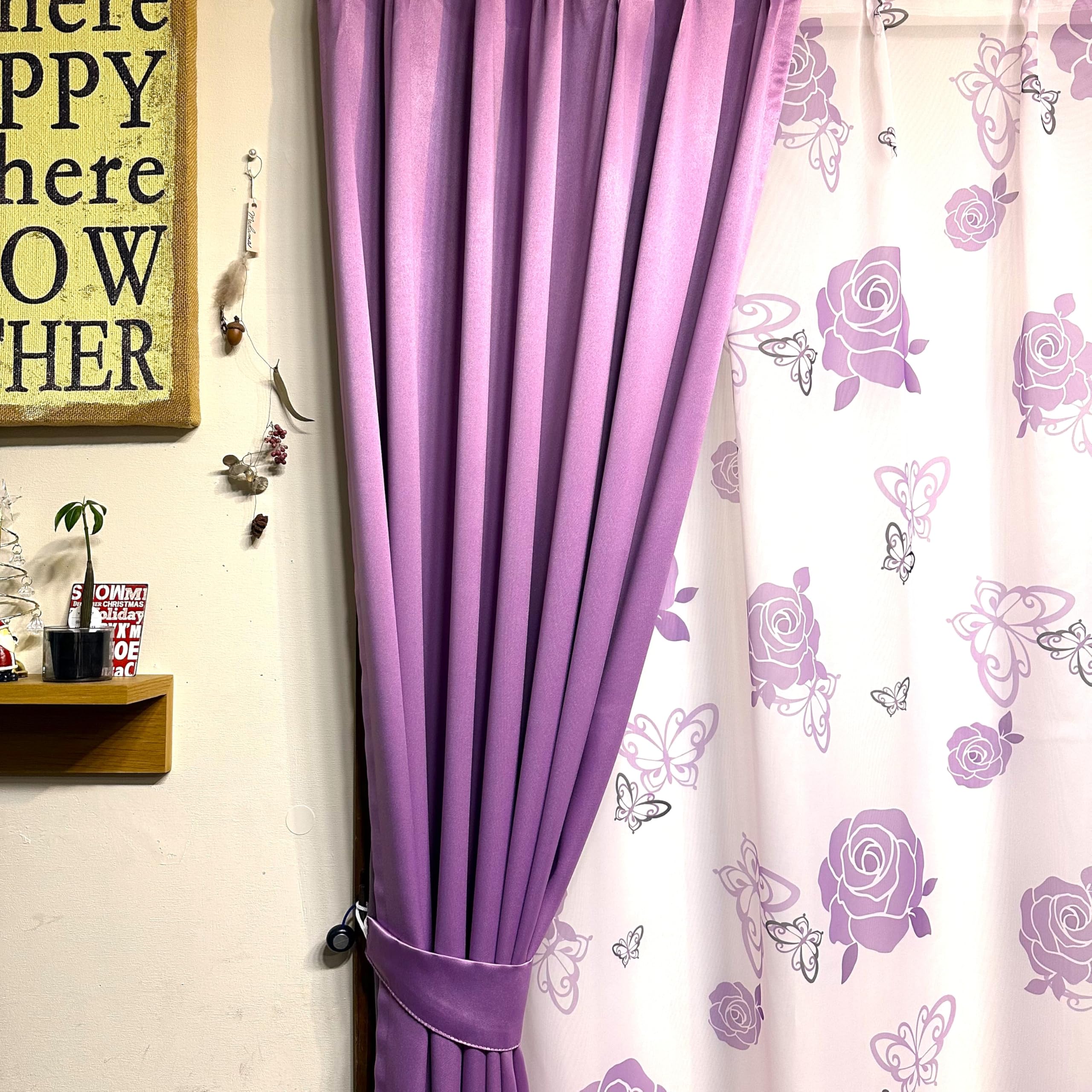 Amazon｜カーテン4枚セット モダン ボタニカル 安い かわいい 4枚組