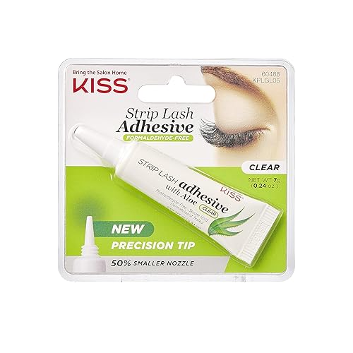 KISS - Adhesivo transparente para pestañas con aloe, probado por dermatólogos, sin formaldehído, no irritante, apto para lentes de contacto, agarre