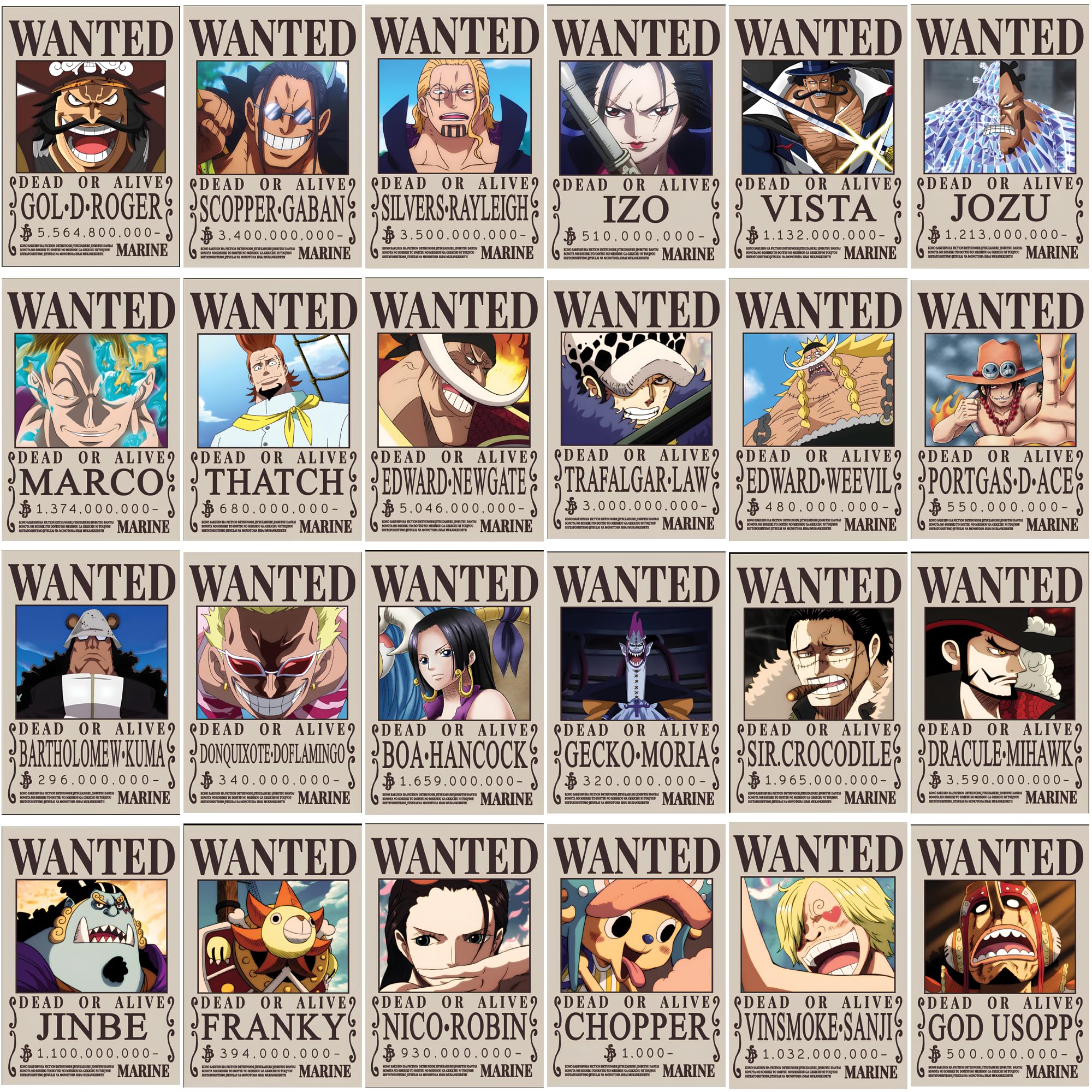 ONE PIECE WANTEDポスターセット One Piece Wanted Poster Set of 40 – A6 (4x6 Inch) | 300 GSM Glossy