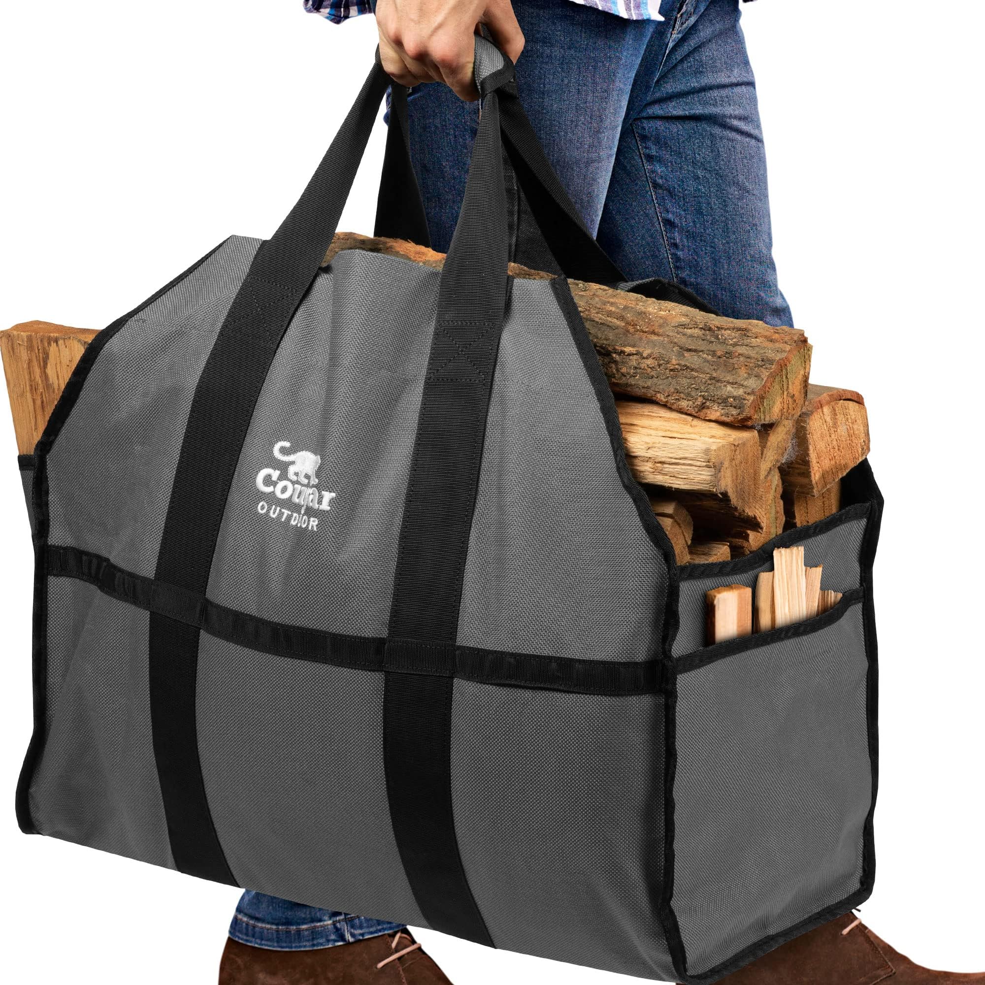 Northern Outback SUPERSIZED Firewood Log Carrier 16oz Canvas Wood Tote! - Best For Fireplaces - Wood Stoves - N4 Free Image Download