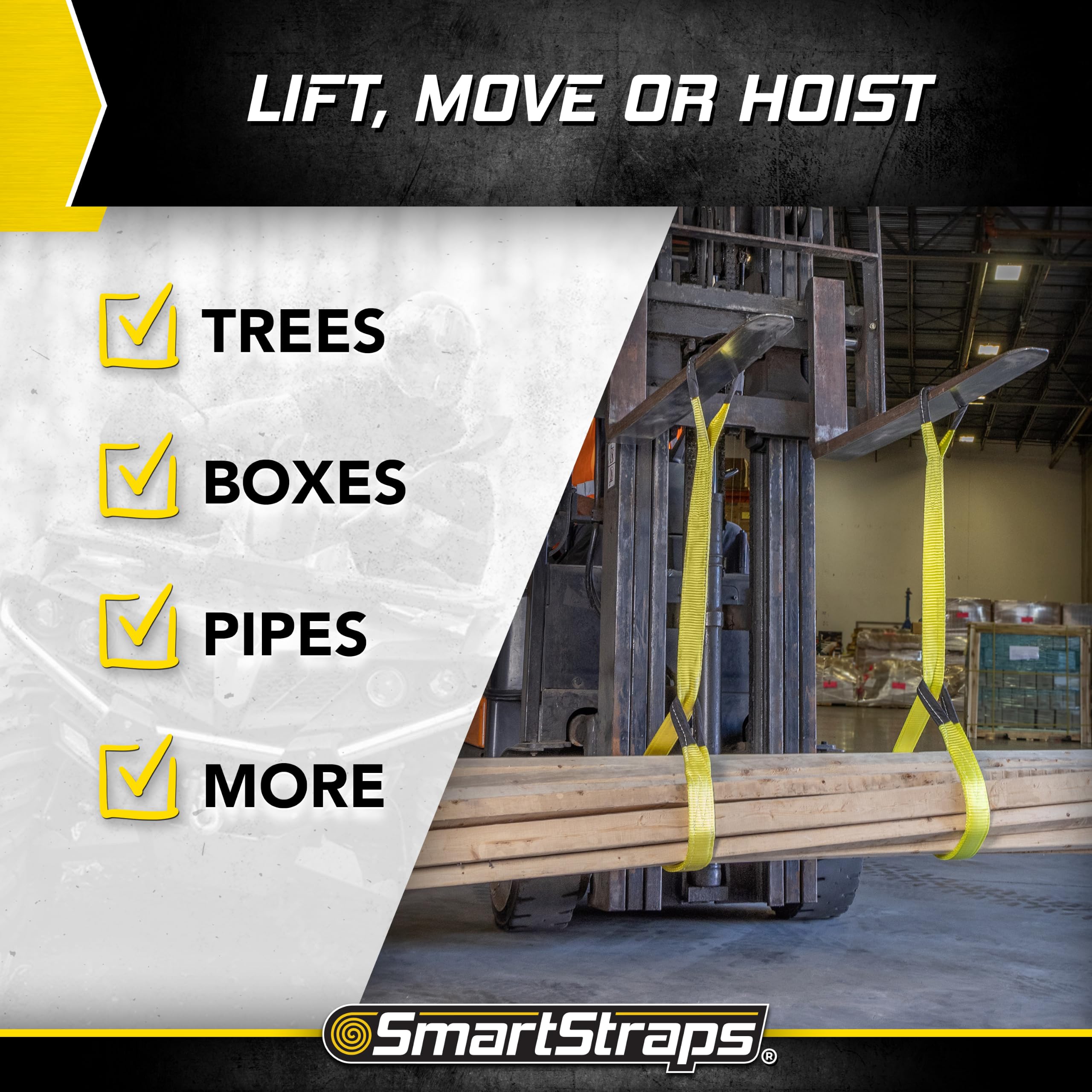 SmartStraps Lifting Sling - 3200 lb Yellow Webbing -4