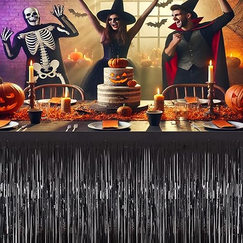 Miniatura 51 de allgala Paquete de 2 faldas de mesa de oropel rosa de 29 x 108 pulgadas con flecos metálicos para fiestas, eventos, desfiles, flotadores, decoración