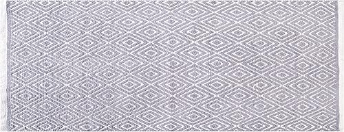 Ramanta Home Alfombra reversible 100% algodón con diamantes tejida a mano de 24 x 60 pulgadas, gris, suave, lavable para baño, cocina, dormitorio,