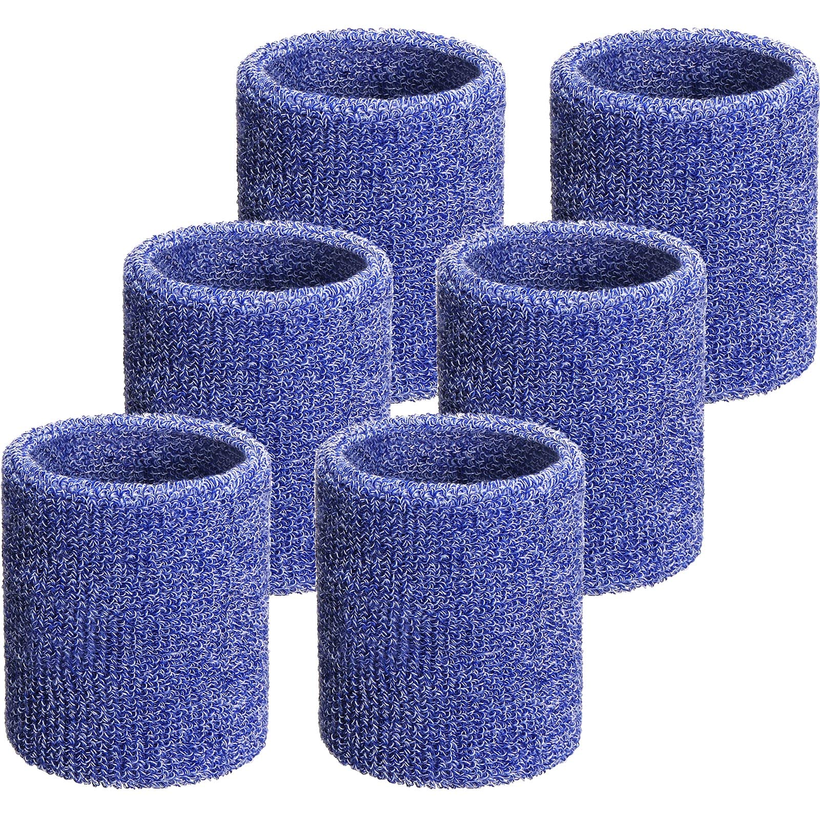 6 Pieces Wrist Sweatbands, Tennis Wrist Bands, Absorbent Sweatbands for Soccer, Basketball, Running, Athletic Sports and Training (Blue and White) — image 1